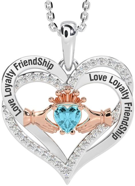 Diamond Aquamarine Rose Gold Silver Irish 