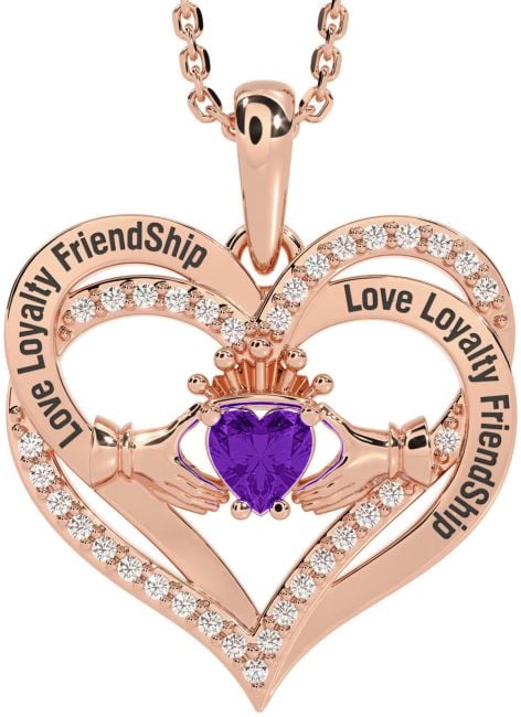 Diamond Amethyst Rose Gold Silver Irish 
