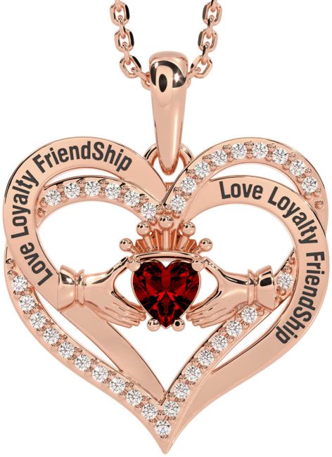 Diamond Garnet Rose Gold Silver Irish 