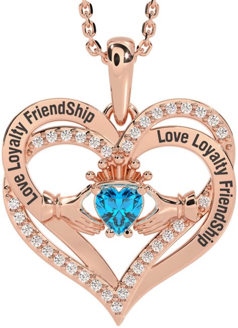 Diamond Topaz Rose Gold Silver Irish 