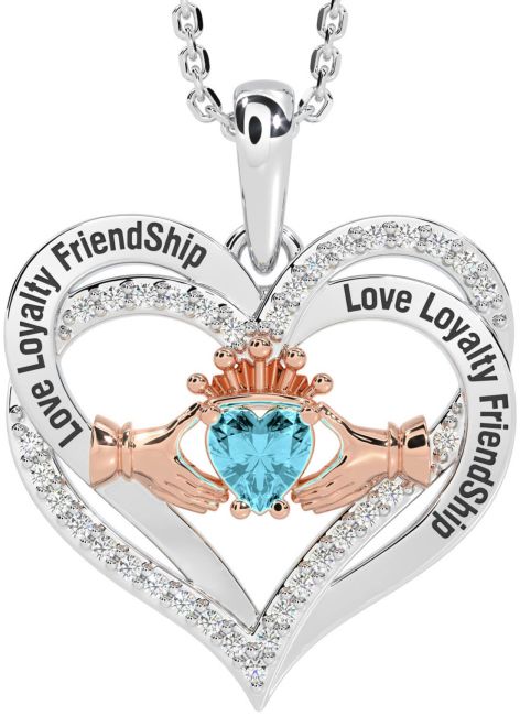 Diamond Aquamarine Rose Gold Silver Irish 