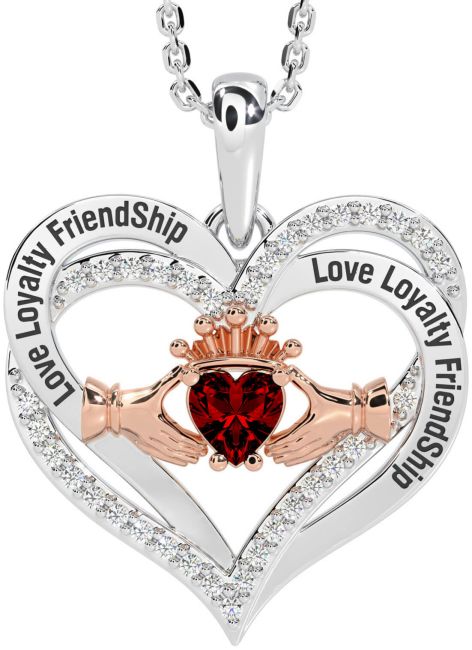 Diamond Garnet Rose Gold Silver Irish 