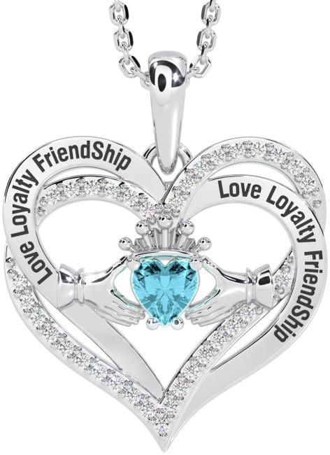 Diamond Aquamarine White Gold Irish 