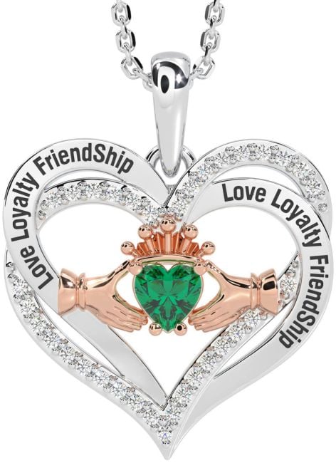 Diamond Emerald White Rose Gold Irish 