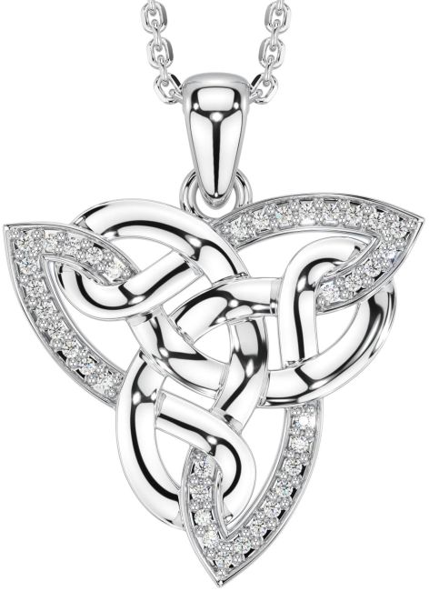 Diamond White Gold Celtic Trinity Knot Necklace