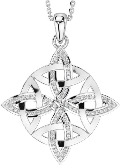 Diamond Silver Celtic Cross Necklace