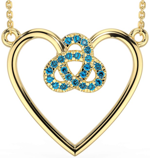Topaz Gold Celtic Trinity Knot Heart Necklace