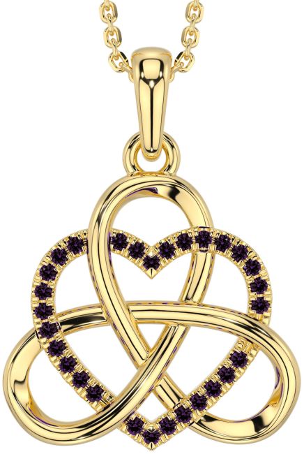 Alexandrite Gold Celtic Trinity Knot Heart Necklace