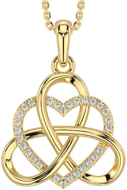 Diamond Gold Celtic Trinity Knot Heart Necklace