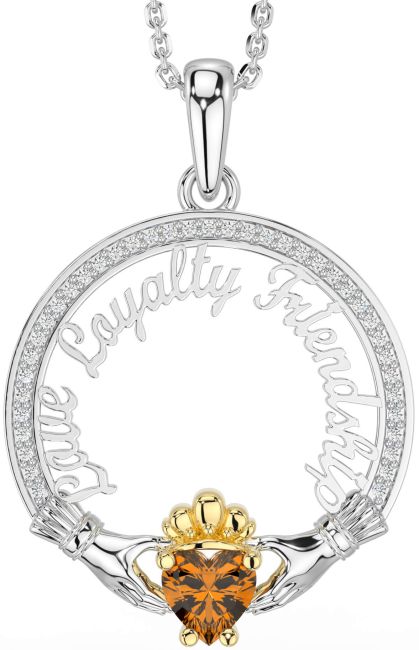 Diamond Citrine Gold Silver Irish 