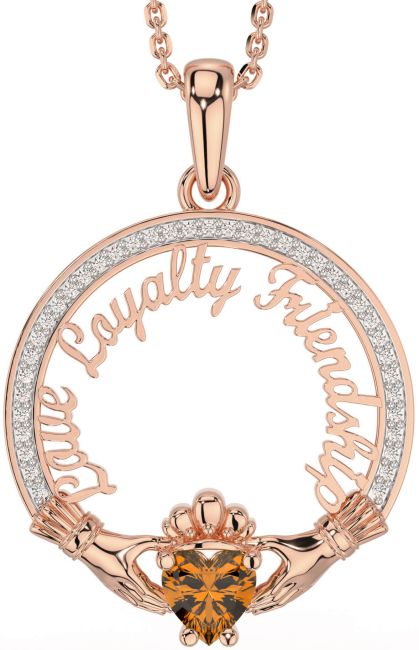 Diamond Citrine Rose Gold Irish 