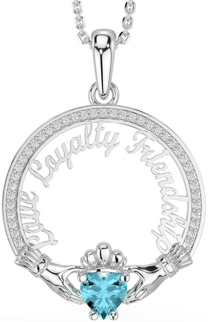 Diamond Aquamarine White Gold Irish 