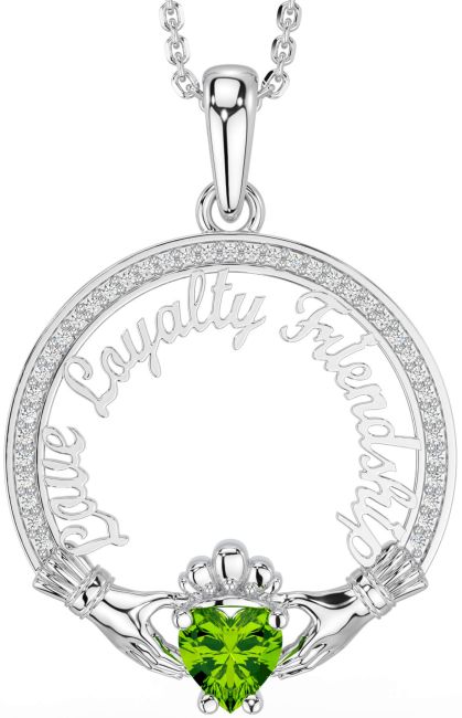 Diamond Peridot White Gold Irish 