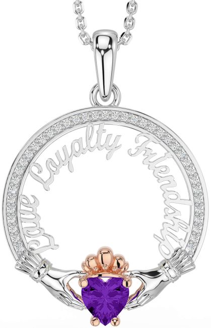 Diamond Amethyst White Rose Gold Irish 