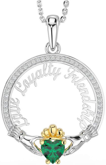 Diamond Emerald White Yellow Gold Irish 