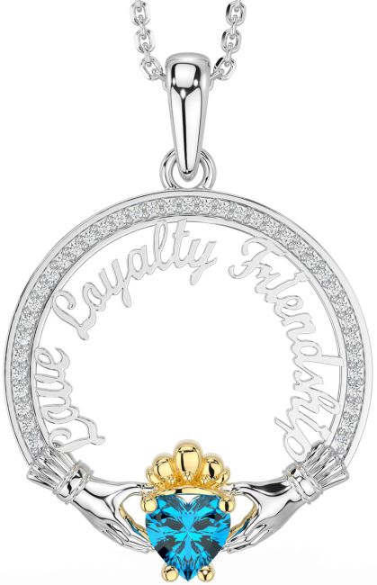 Diamond Topaz White Yellow Gold Irish 