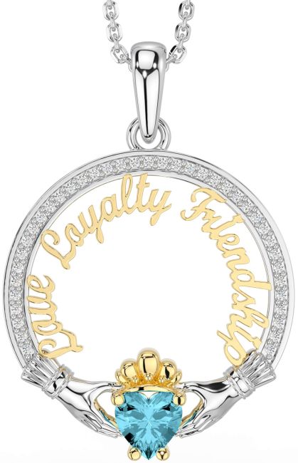 Diamond Aquamarine Gold Silver Irish 
