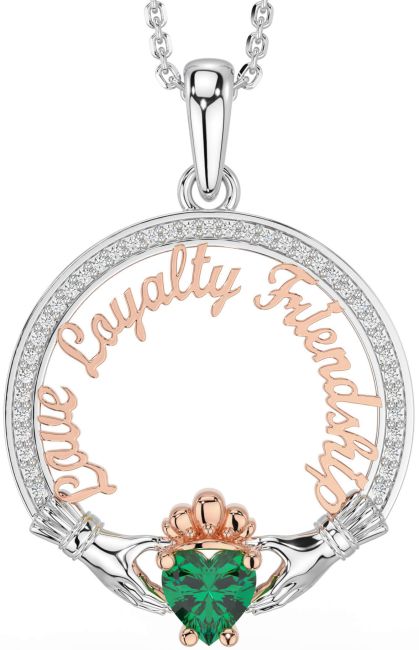 Diamond Emerald White Rose Gold Irish 