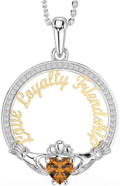 Diamond Citrine Gold Silver Irish 
