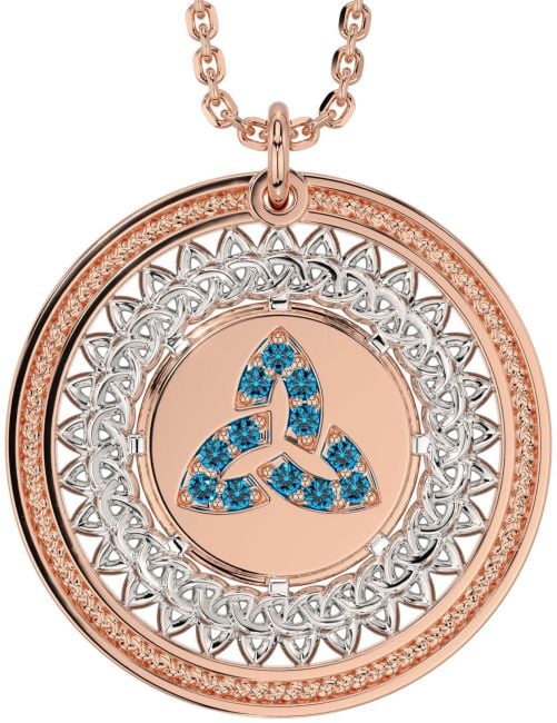 Topaz Rose Gold Silver Celtic Trinity Knot Necklace