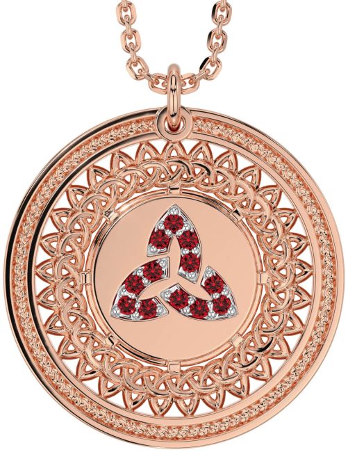 Ruby Rose Gold Celtic Trinity Knot Necklace