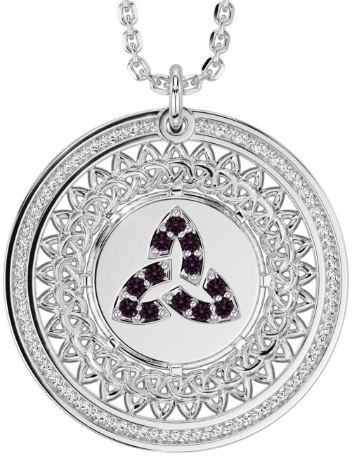 Alexandrite White Gold Celtic Trinity Knot Necklace