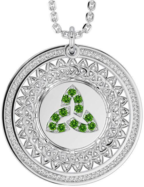 Peridot White Gold Celtic Trinity Knot Necklace