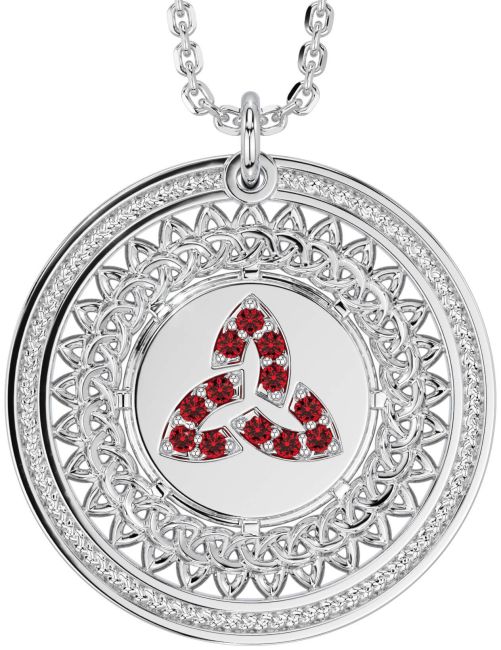 Ruby White Gold Celtic Trinity Knot Necklace