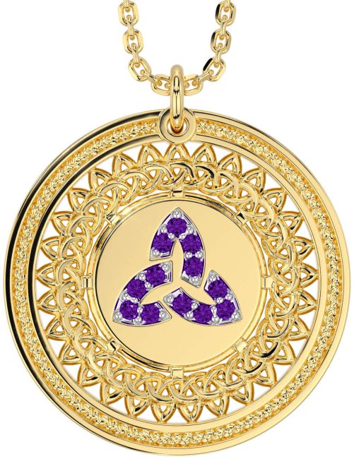 Amethyst Gold Celtic Trinity Knot Necklace