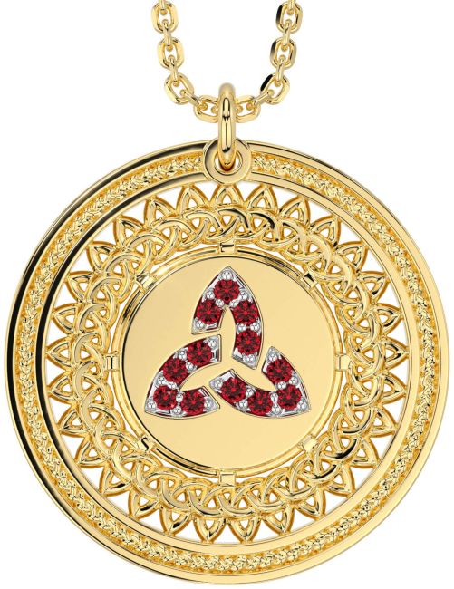 Ruby Gold Celtic Trinity Knot Necklace