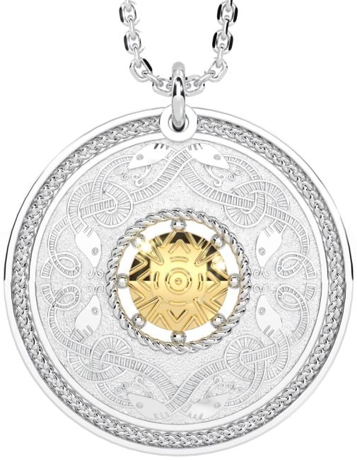 White Yellow Gold Celtic Warrior Necklace