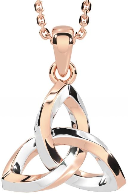 Rose Gold Silver Celtic Trinity Knot Necklace