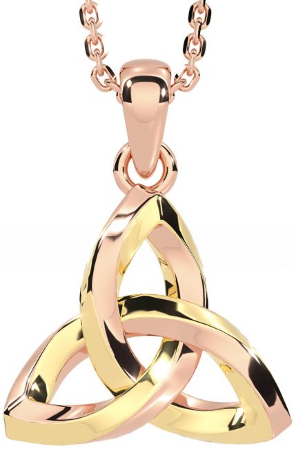 Rose Yellow Gold & Silver Celtic Trinity Knot Necklace