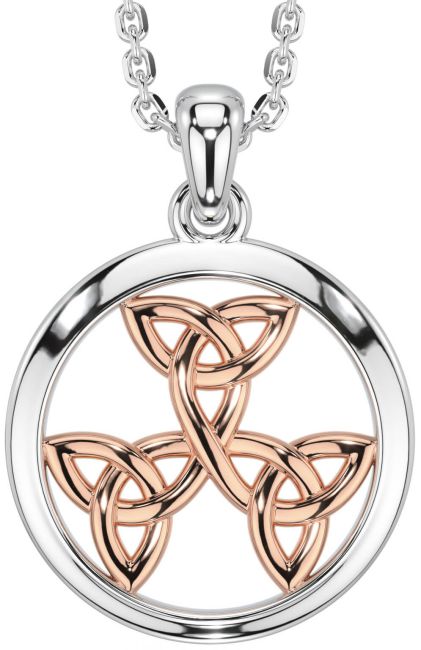 White Rose Gold Celtic Trinity Knot Necklace