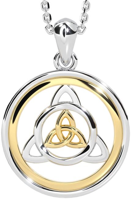 Gold Silver Celtic Trinity Knot Necklace