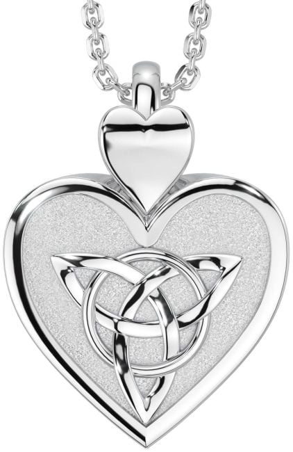 Silver Celtic Trinity Knot Heart Necklace