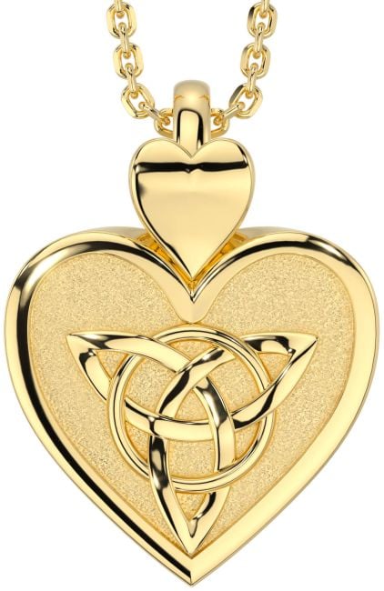 Gold Celtic Trinity Knot Heart Necklace