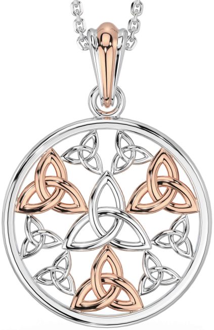 Rose Gold Silver Celtic Trinity Knot Necklace