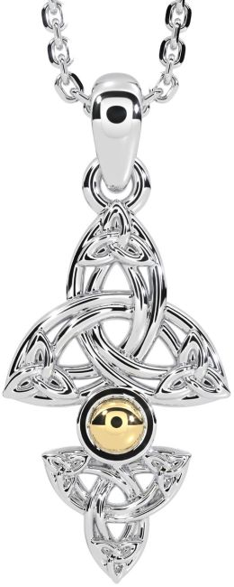White Yellow Gold Celtic Trinity Knot Necklace