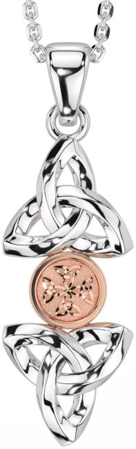 Rose Gold Silver Celtic Trinity Knot Necklace