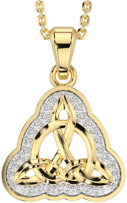 Diamond Gold Silver Celtic Trinity Knot Necklace