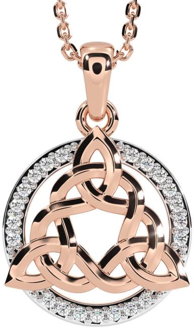 Diamond Rose Gold Celtic Trinity Knot Necklace