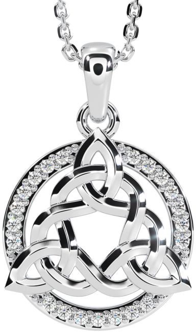 Diamond White Gold Celtic Trinity Knot Necklace