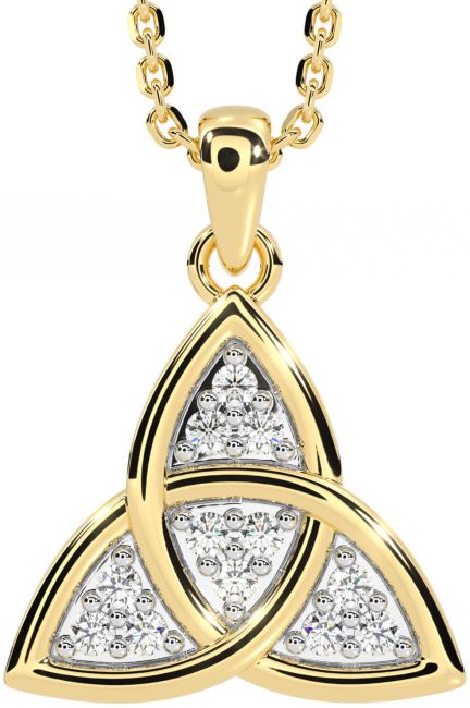 Diamond Gold Silver Celtic Trinity Knot Necklace