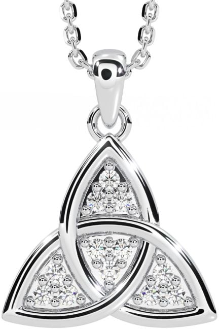 Diamond Silver Celtic Trinity Knot Necklace