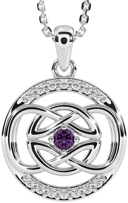 Diamond Alexandrite Silver Celtic Necklace