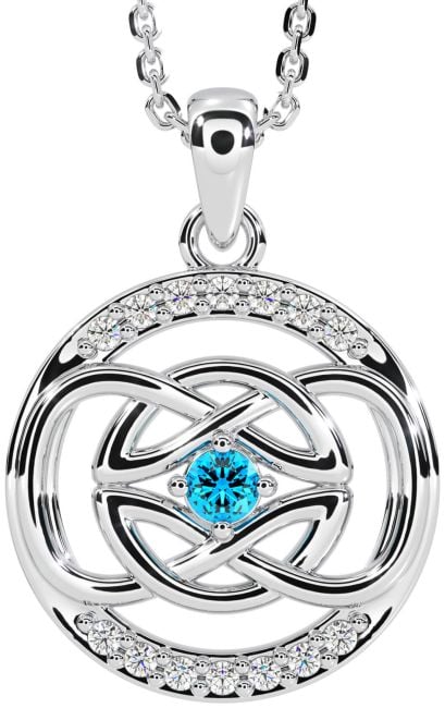 Diamond Topaz Silver Celtic Necklace