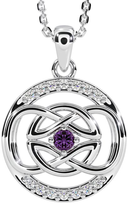 Diamond Alexandrite White Gold Celtic Necklace