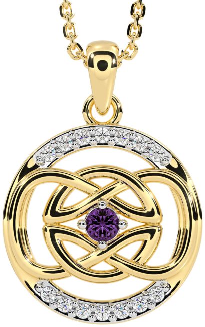 Diamond Alexandrite Gold Celtic Necklace