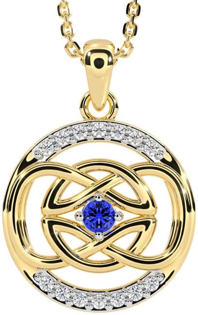 Diamond Sapphire Gold Celtic Necklace